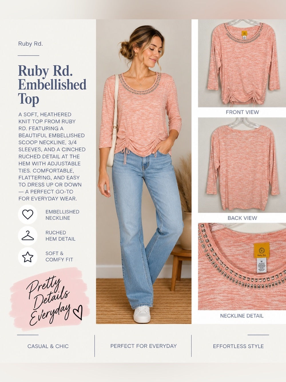 Ruby Rd. Embellished Top